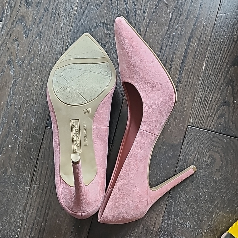 Christian Siriano Pink Pointed-Toe Velvet Heels - Picture 2 of 4